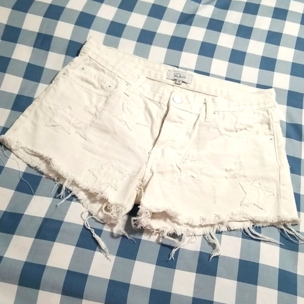 Rails Logan White Stars Distressed Denim Short - image 4